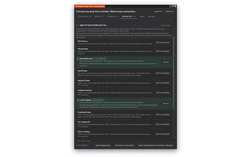 Unlimited Prop Firm Connections screenshot